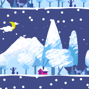 青の背景に雪山の冬景色のパターン