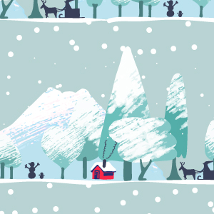 薄緑の背景に雪山の冬景色のパターン