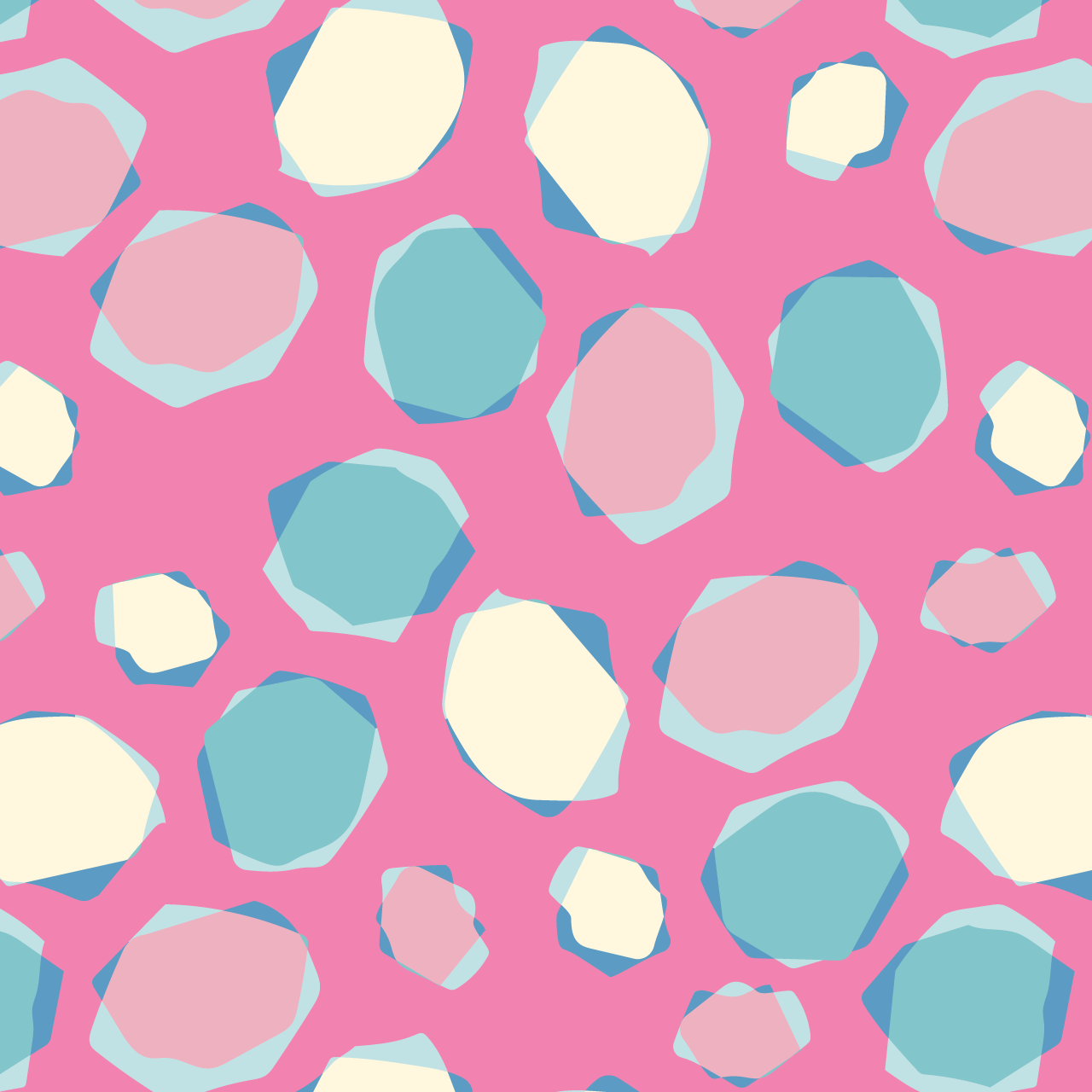 ピンクの背景にカラフルな石のパターン