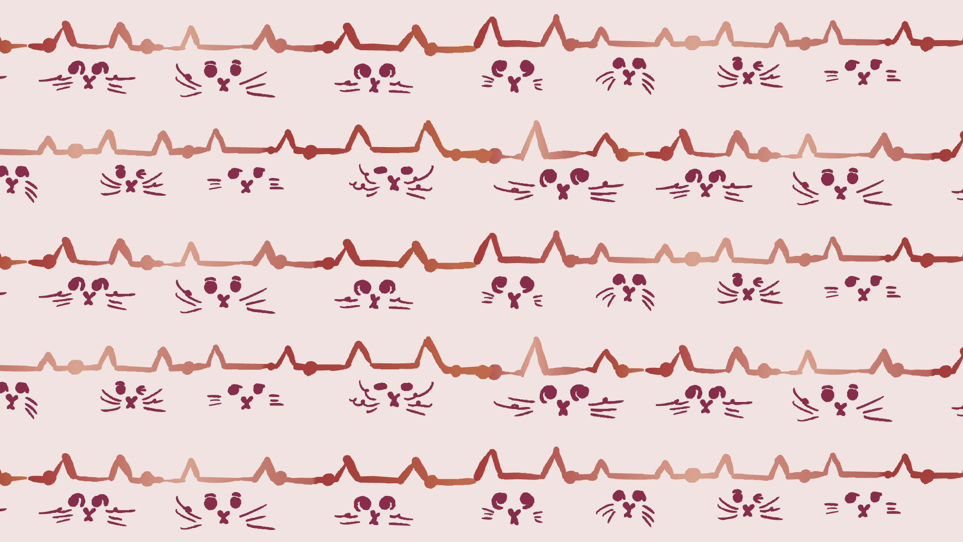 ピンクの背景に赤い猫のパターン