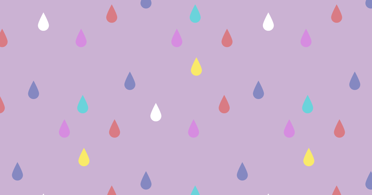 紫の背景にカラフルな水滴のパターン