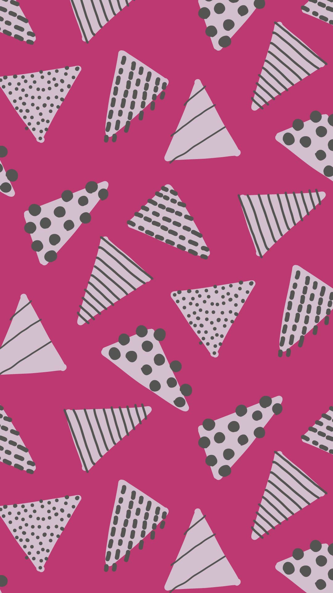 ピンクの背景に三角とドットとストライプのパターン