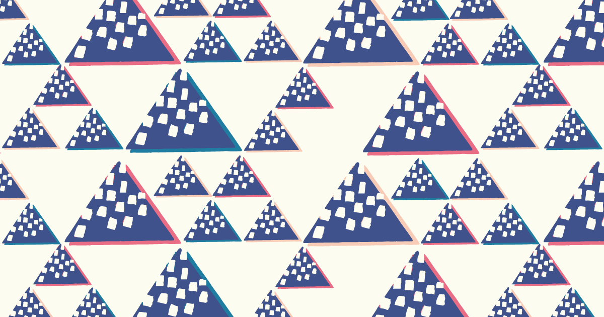 アイボリーの背景に紺色の三角のパターン