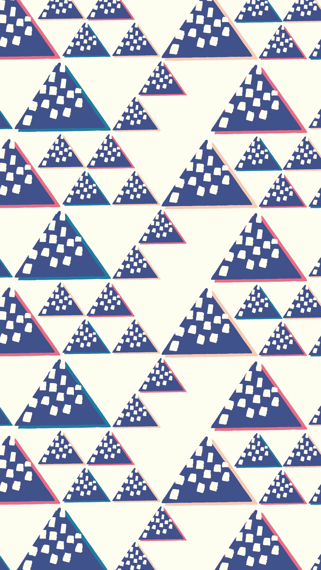 白い背景に青の三角形を並べたパターン