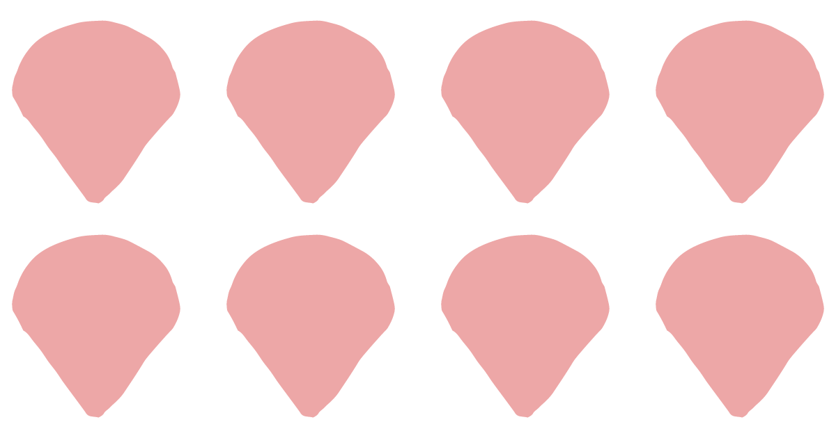 白い背景にピンクで手描きの扇型のパターン