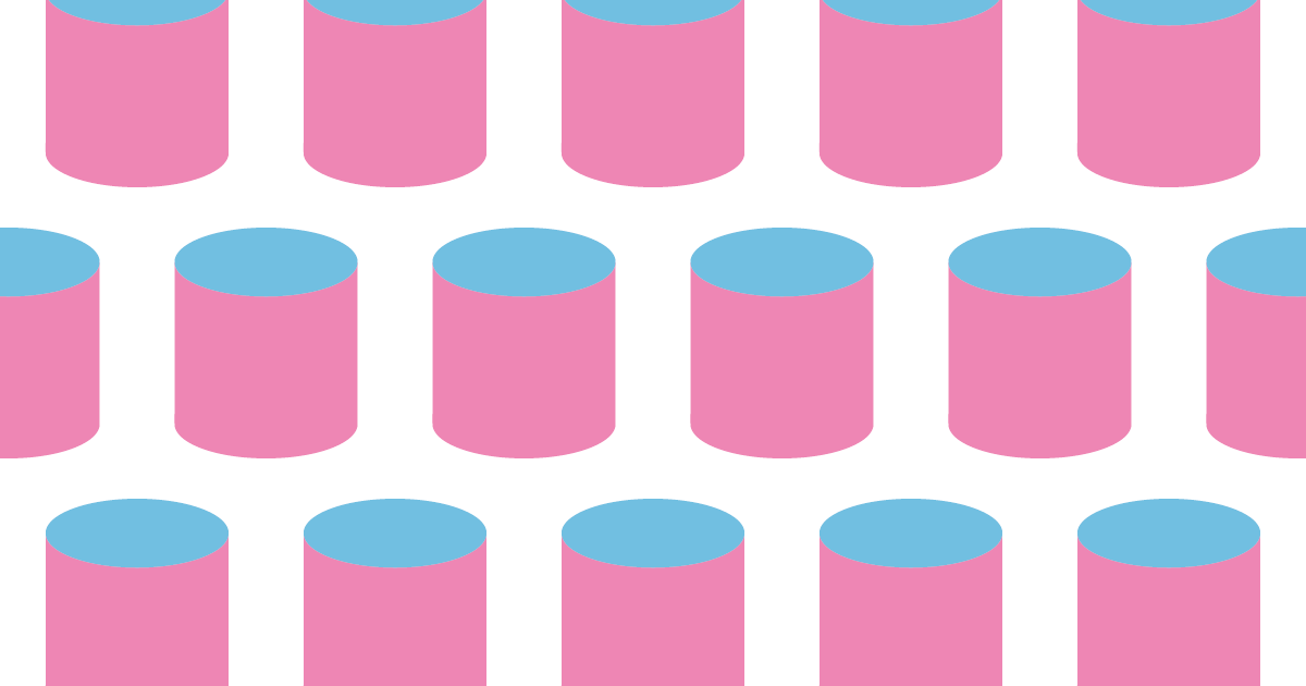 ピンクと水色の円柱のパターン