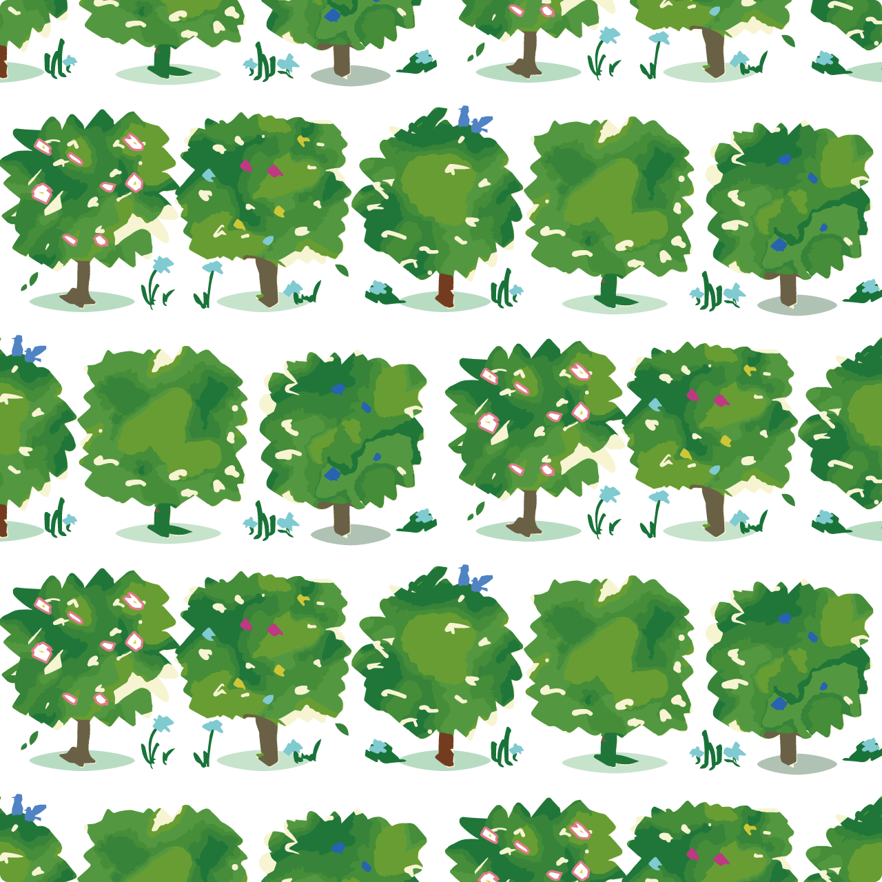 白い背景に緑の生垣のパターン
