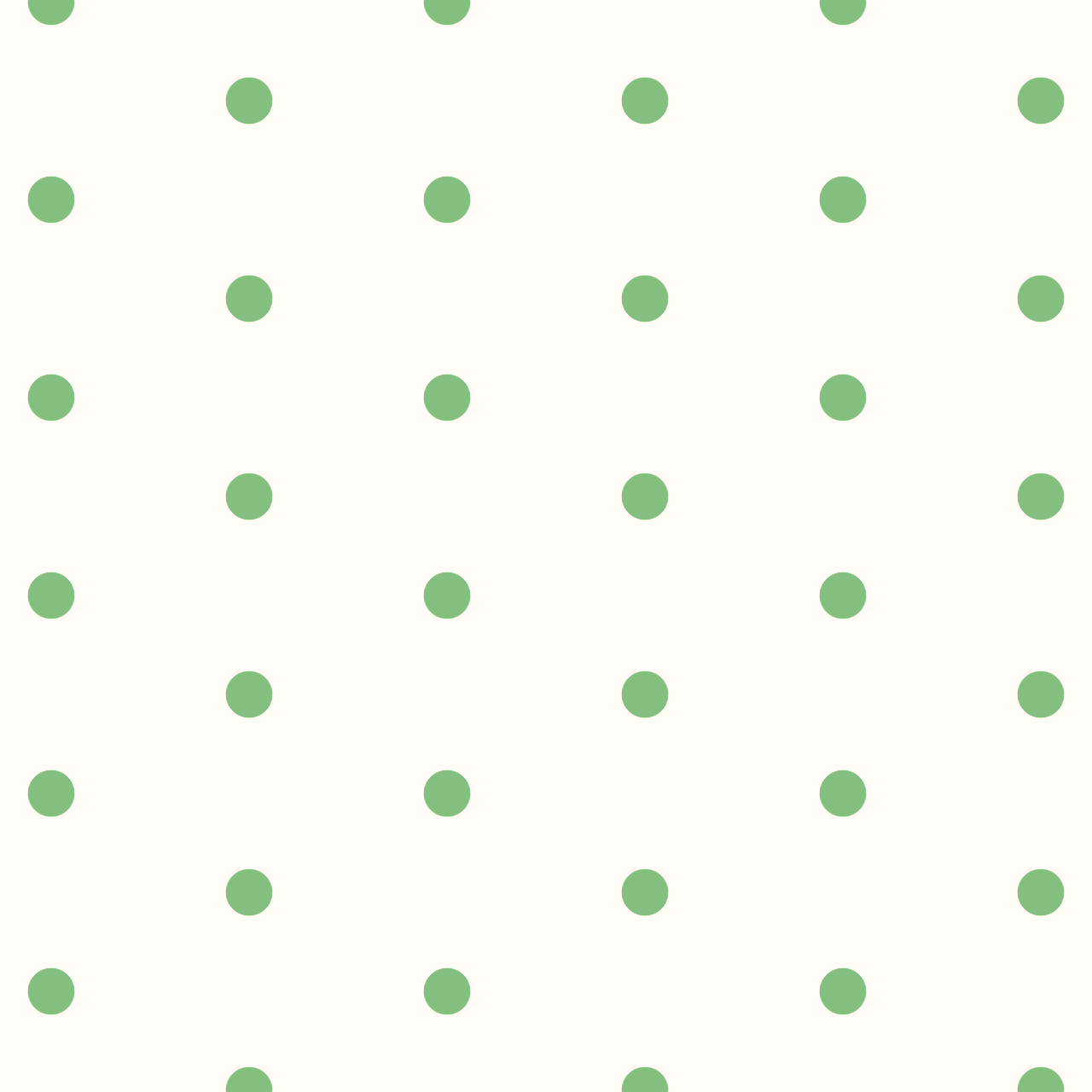 クリーム色の背景にシンプルな黄緑のドットのパターン