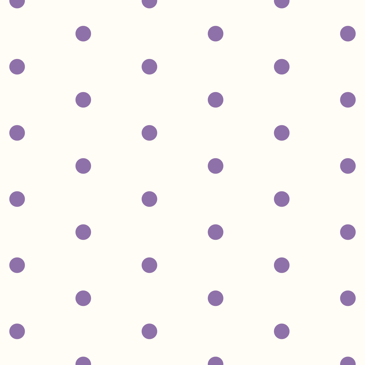 クリーム色の背景にシンプルな紫のドットのパターン