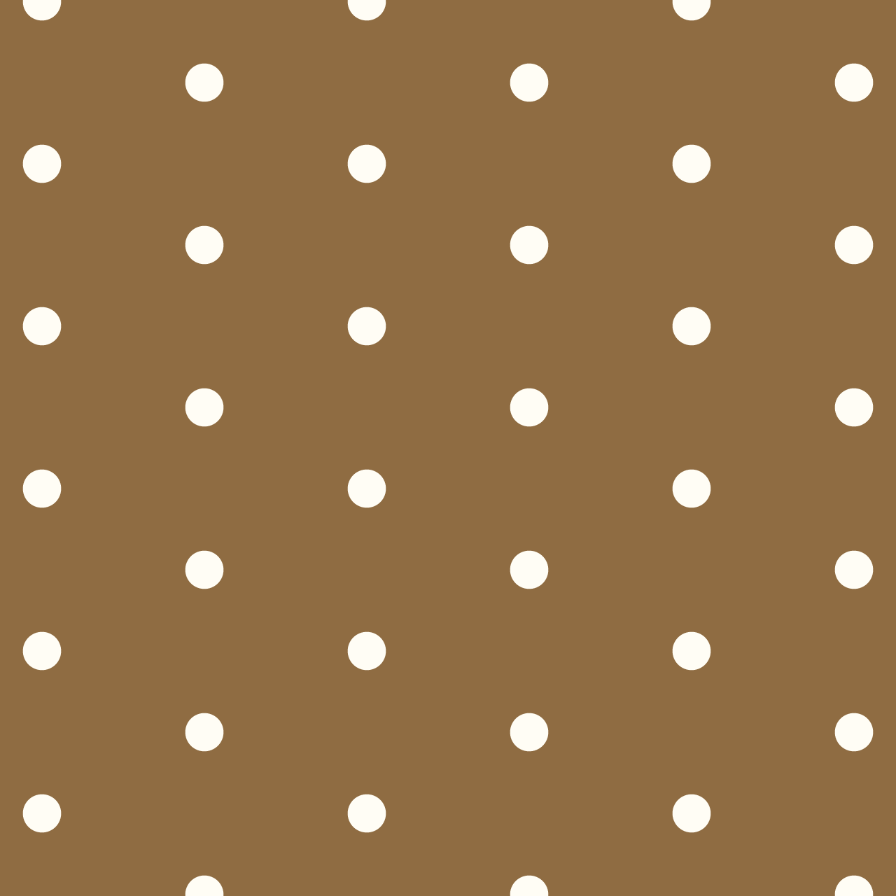 茶色の背景にシンプルなクリーム色のドットのパターン