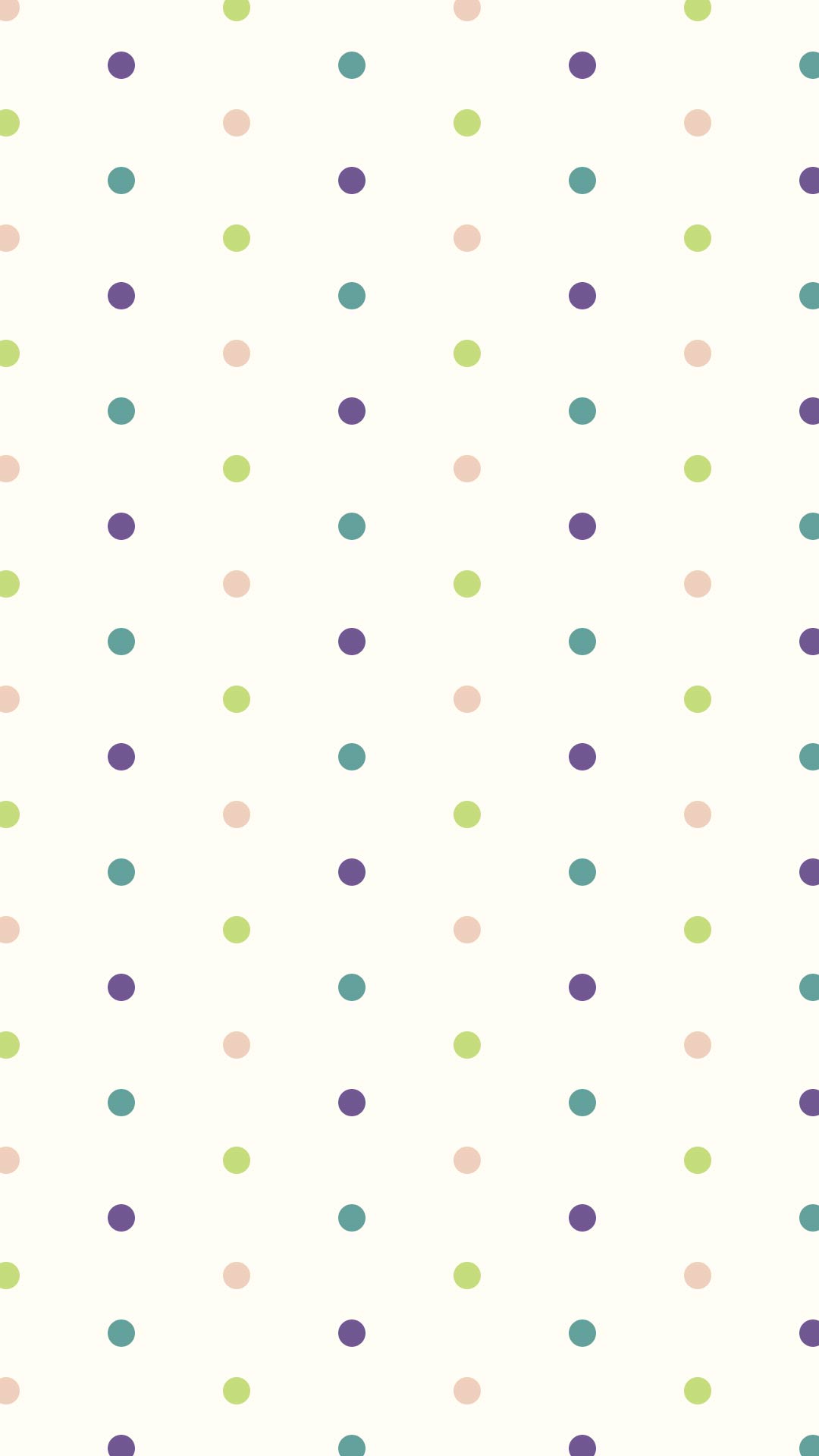 クリーム色の背景にシンプルな緑系のドットのパターン