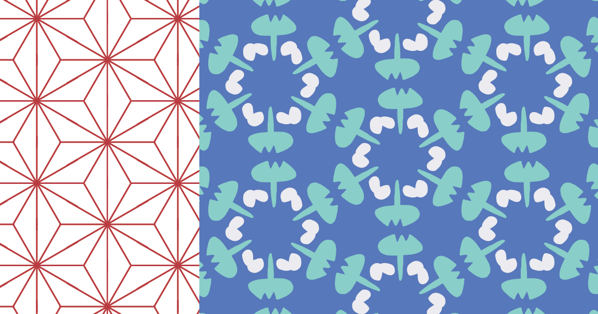 麻の葉模様を自分のパターンに応用した例