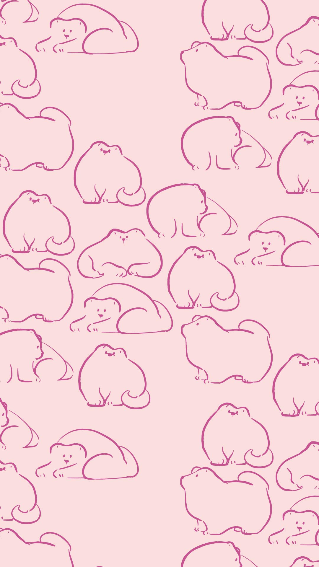 ピンクの背景に凹凸のない犬のパターン