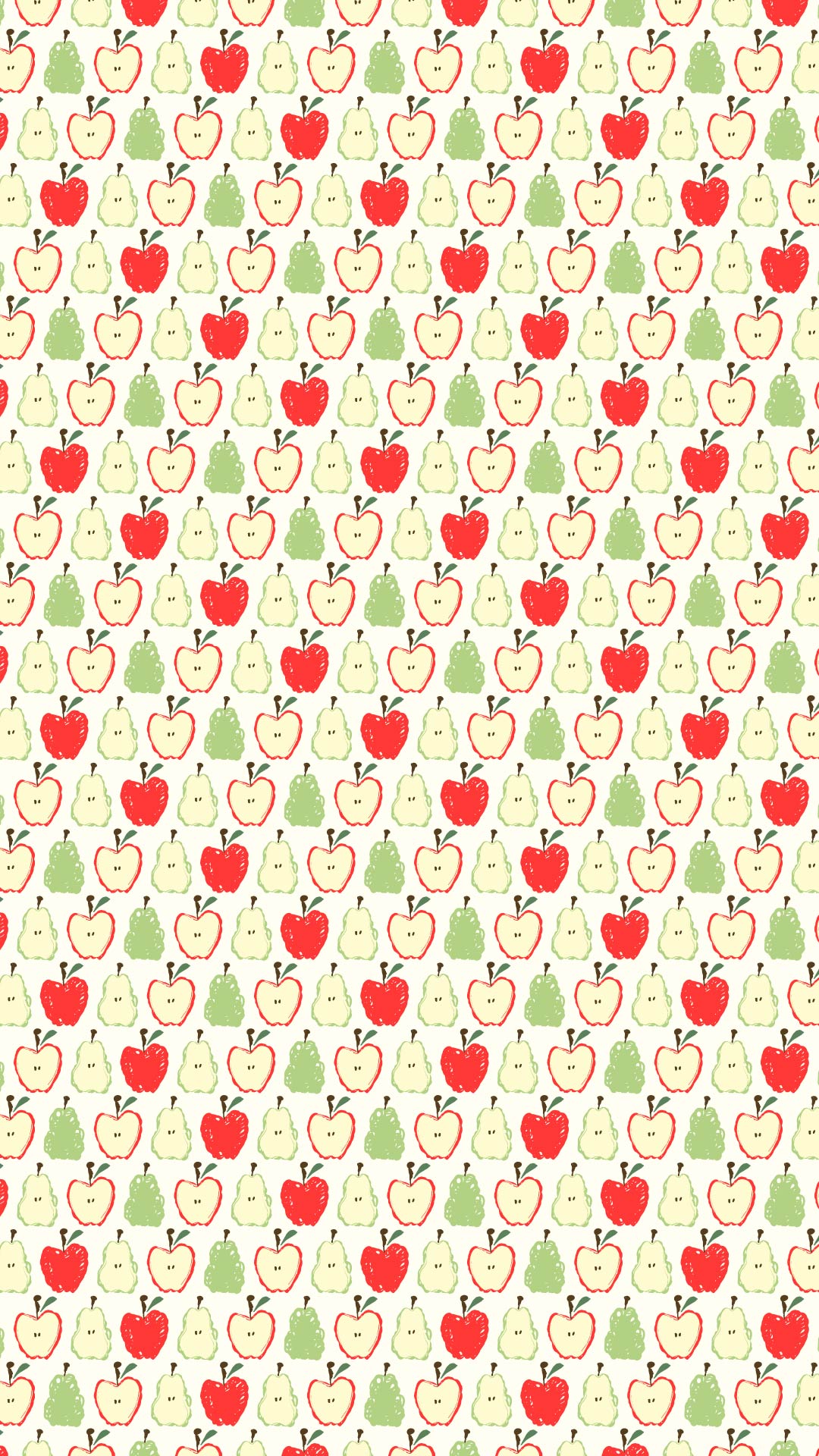 白い背景にりんごと洋梨のパターン